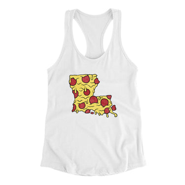 Louisiana Pizza State Women's Racerback Tank-White-Allegiant Goods Co. Vintage Sports Apparel