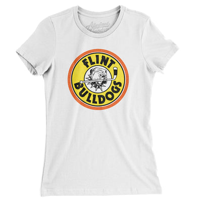 Flint Bulldogs Hockey Women's T-Shirt-White-Allegiant Goods Co. Vintage Sports Apparel