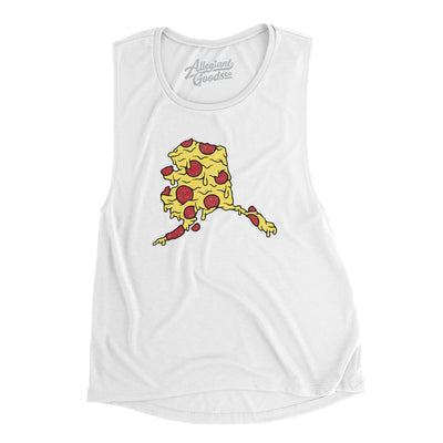 Alaska Pizza State Women's Flowey Scoopneck Muscle Tank-White-Allegiant Goods Co. Vintage Sports Apparel