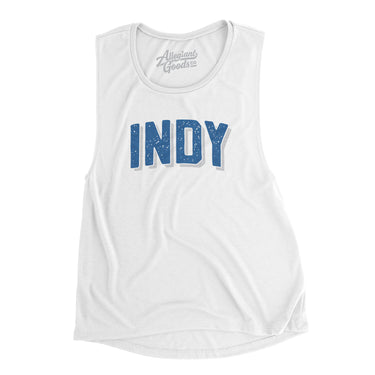 Indy Varsity Women's Flowey Scoopneck Muscle Tank-White-Allegiant Goods Co. Vintage Sports Apparel