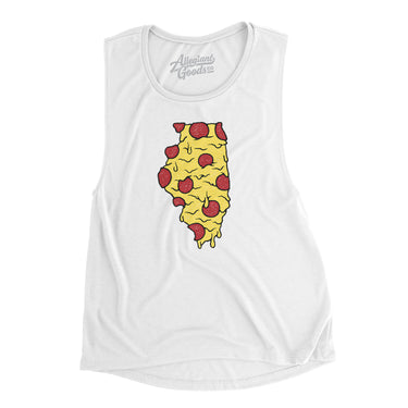 Illinois Pizza State Women's Flowey Scoopneck Muscle Tank-White-Allegiant Goods Co. Vintage Sports Apparel