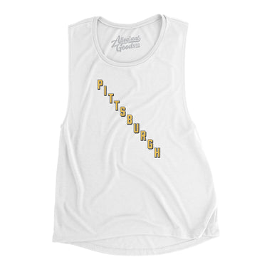 Pittsburgh Hockey Jersey Women's Flowey Scoopneck Muscle Tank-White-Allegiant Goods Co. Vintage Sports Apparel