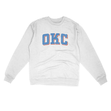Okc Varsity Midweight Crewneck Sweatshirt-White-Allegiant Goods Co. Vintage Sports Apparel