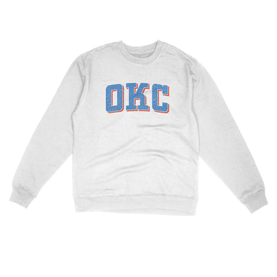 Okc Varsity Midweight Crewneck Sweatshirt-White-Allegiant Goods Co. Vintage Sports Apparel