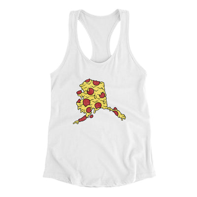Alaska Pizza State Women's Racerback Tank-White-Allegiant Goods Co. Vintage Sports Apparel