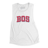 BOS Varsity Women's Flowey Scoopneck Muscle Tank-White-Allegiant Goods Co. Vintage Sports Apparel