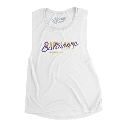 Baltimore Overprint Women's Flowey Scoopneck Muscle Tank-White-Allegiant Goods Co. Vintage Sports Apparel