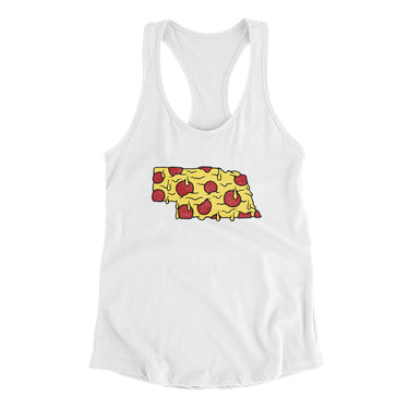 Nebraska Pizza State Women's Racerback Tank-White-Allegiant Goods Co. Vintage Sports Apparel
