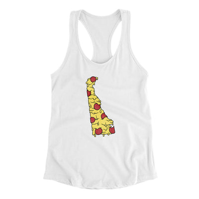 Delaware Pizza State Women's Racerback Tank-White-Allegiant Goods Co. Vintage Sports Apparel