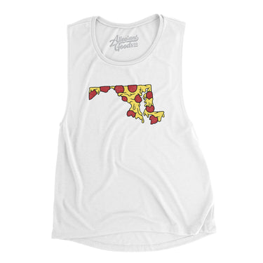 Maryland Pizza State Women's Flowey Scoopneck Muscle Tank-White-Allegiant Goods Co. Vintage Sports Apparel