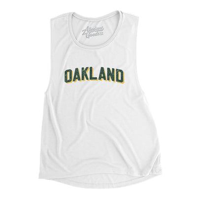 Oakland Varsity Women's Flowey Scoopneck Muscle Tank-White-Allegiant Goods Co. Vintage Sports Apparel