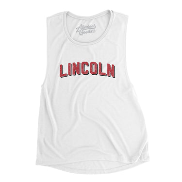 Lincoln Varsity Women's Flowey Scoopneck Muscle Tank-White-Allegiant Goods Co. Vintage Sports Apparel