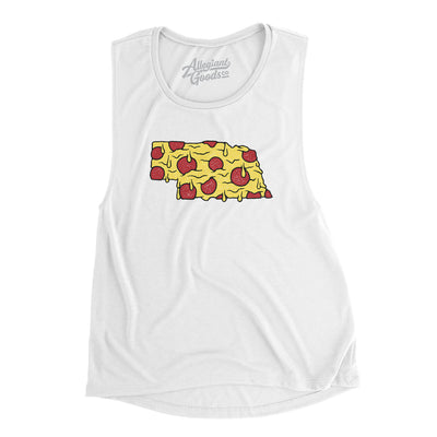 Nebraska Pizza State Women's Flowey Scoopneck Muscle Tank-White-Allegiant Goods Co. Vintage Sports Apparel