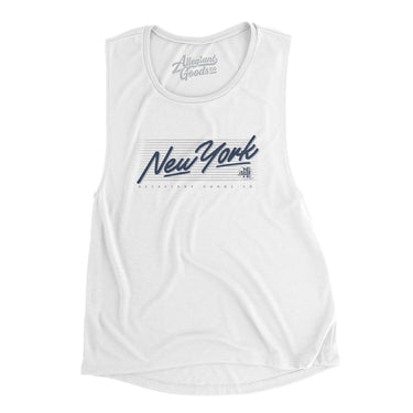 New York Retro Women's Flowey Scoopneck Muscle Tank-White-Allegiant Goods Co. Vintage Sports Apparel