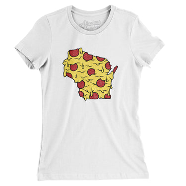 Wisconsin Pizza State Women's T-Shirt-White-Allegiant Goods Co. Vintage Sports Apparel
