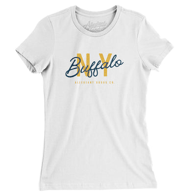 Buffalo Overprint Women's T-Shirt-White-Allegiant Goods Co. Vintage Sports Apparel