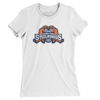 Youngstown Steelhounds Women's T-Shirt-White-Allegiant Goods Co. Vintage Sports Apparel