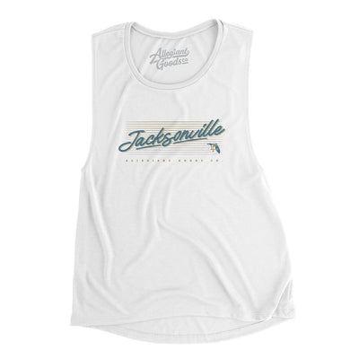 Jacksonville Retro Women's Flowey Scoopneck Muscle Tank-White-Allegiant Goods Co. Vintage Sports Apparel
