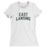 East Lansing Michigan Varsity Women's T-Shirt-White-Allegiant Goods Co. Vintage Sports Apparel