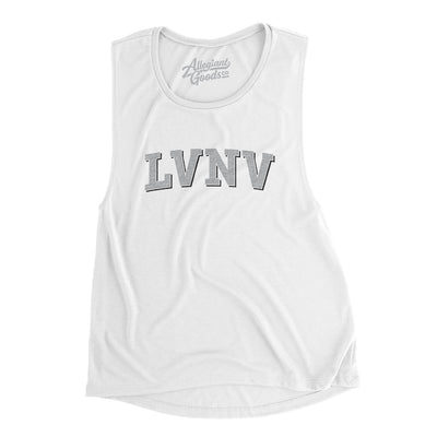 Lvnv Varsity Women's Flowey Scoopneck Muscle Tank-White-Allegiant Goods Co. Vintage Sports Apparel