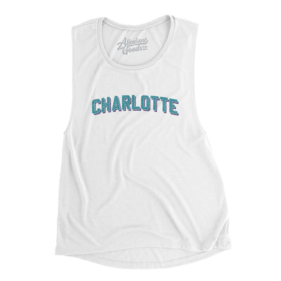 Charlotte Varsity Women's Flowey Scoopneck Muscle Tank-White-Allegiant Goods Co. Vintage Sports Apparel