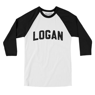 Logan Varsity Men/Unisex Raglan 3/4 Sleeve T-Shirt-White|Black-Allegiant Goods Co. Vintage Sports Apparel