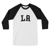L.a. Varsity Men/Unisex Raglan 3/4 Sleeve T-Shirt-White|Black-Allegiant Goods Co. Vintage Sports Apparel