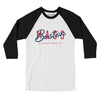 Boston Overprint Men/Unisex Raglan 3/4 Sleeve T-Shirt-White|Black-Allegiant Goods Co. Vintage Sports Apparel