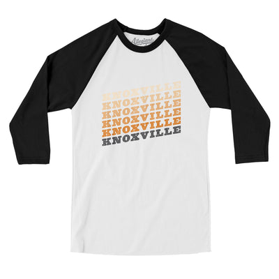 Knoxville Vintage Repeat Men/Unisex Raglan 3/4 Sleeve T-Shirt-White|Black-Allegiant Goods Co. Vintage Sports Apparel