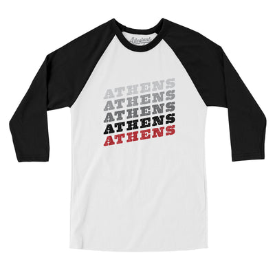 Athens Vintage Repeat Men/Unisex Raglan 3/4 Sleeve T-Shirt-White|Black-Allegiant Goods Co. Vintage Sports Apparel