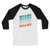 Miami Vintage Repeat Men/Unisex Raglan 3/4 Sleeve T-Shirt-White|Black-Allegiant Goods Co. Vintage Sports Apparel