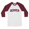 Denver Varsity Men/Unisex Raglan 3/4 Sleeve T-Shirt-White|Maroon-Allegiant Goods Co. Vintage Sports Apparel