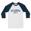 Oklahoma City Varsity Men/Unisex Raglan 3/4 Sleeve T-Shirt-White|Navy-Allegiant Goods Co. Vintage Sports Apparel