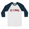 St Louis Varsity Men/Unisex Raglan 3/4 Sleeve T-Shirt-White|Navy-Allegiant Goods Co. Vintage Sports Apparel