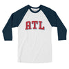 ATL Varsity Men/Unisex Raglan 3/4 Sleeve T-Shirt-White|Navy-Allegiant Goods Co. Vintage Sports Apparel