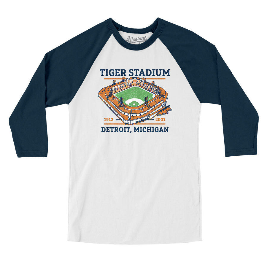 Mtr Tiger Stadium Men/Unisex Raglan 3/4 Sleeve T-Shirt White|Navy / S