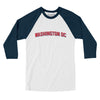 Washington Dc Varsity Men/Unisex Raglan 3/4 Sleeve T-Shirt-White|Navy-Allegiant Goods Co. Vintage Sports Apparel