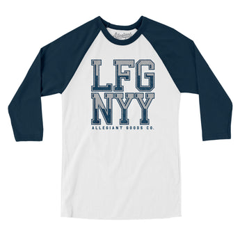 Lfg Nyy Men/Unisex Raglan 3/4 Sleeve T-Shirt-Allegiant Goods Co. Vintage Sports Apparel