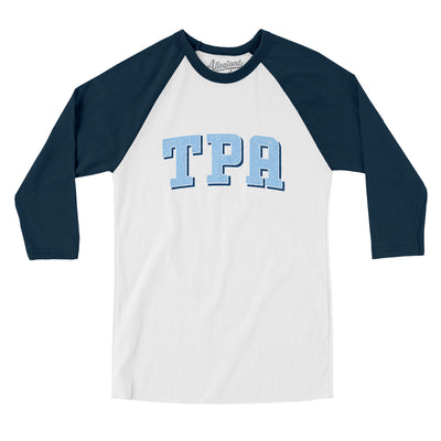 TPA Varsity Men/Unisex Raglan 3/4 Sleeve T-Shirt-White|Navy-Allegiant Goods Co. Vintage Sports Apparel