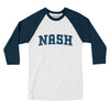 Nash Varsity Men/Unisex Raglan 3/4 Sleeve T-Shirt-White|Navy-Allegiant Goods Co. Vintage Sports Apparel