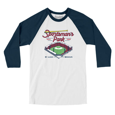 Sportsmans Park St. Louis Men/Unisex Raglan 3/4 Sleeve T-Shirt-Allegiant Goods Co. Vintage Sports Apparel