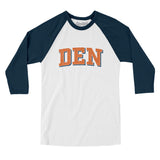 Den Varsity Men/Unisex Raglan 3/4 Sleeve T-Shirt-White|Navy-Allegiant Goods Co. Vintage Sports Apparel