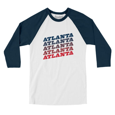 Atlanta Vintage Repeat Men/Unisex Raglan 3/4 Sleeve T-Shirt-White|Navy-Allegiant Goods Co. Vintage Sports Apparel