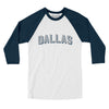 Dallas Varsity Men/Unisex Raglan 3/4 Sleeve T-Shirt-White|Navy-Allegiant Goods Co. Vintage Sports Apparel