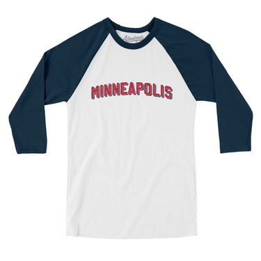 Minneapolis Varsity Men/Unisex Raglan 3/4 Sleeve T-Shirt-Allegiant Goods Co. Vintage Sports Apparel