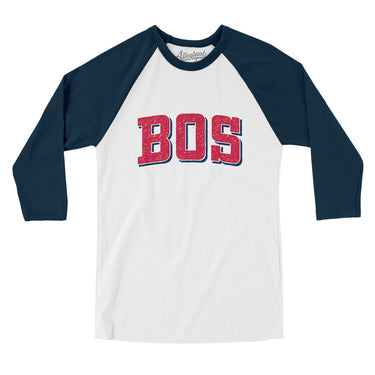 BOS Varsity Men/Unisex Raglan 3/4 Sleeve T-Shirt-White|Navy-Allegiant Goods Co. Vintage Sports Apparel