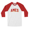Ames Varsity Men/Unisex Raglan 3/4 Sleeve T-Shirt-White|Red-Allegiant Goods Co. Vintage Sports Apparel