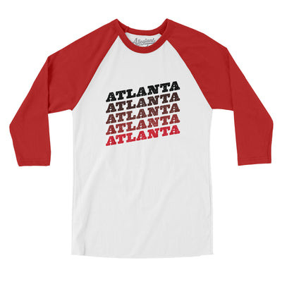 Atlanta Vintage Repeat Men/Unisex Raglan 3/4 Sleeve T-Shirt-White|Red-Allegiant Goods Co. Vintage Sports Apparel