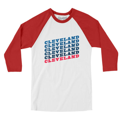 Cleveland Vintage Repeat Men/Unisex Raglan 3/4 Sleeve T-Shirt-White|Red-Allegiant Goods Co. Vintage Sports Apparel