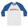 Gainesville Varsity Men/Unisex Raglan 3/4 Sleeve T-Shirt-White|True Royal-Allegiant Goods Co. Vintage Sports Apparel